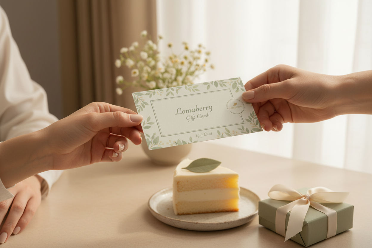 Lomaberry Wellness Gift Card with calming botanical design